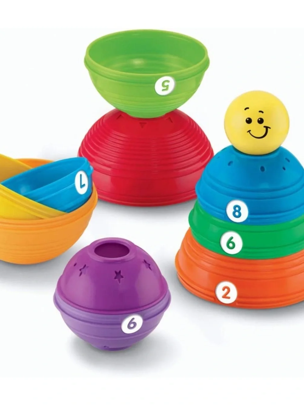 Stacking Cups Set - Multi Color Learning Cups for Toddlers
